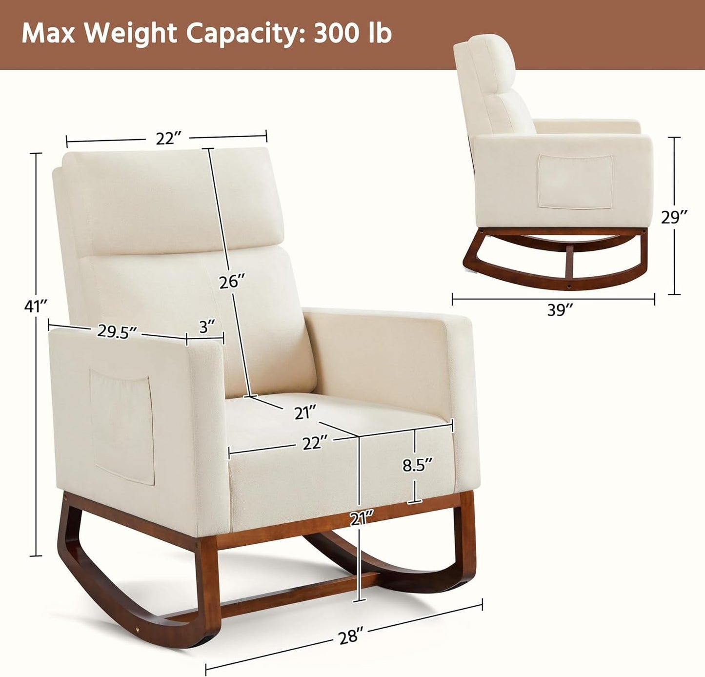 Rocking Adirondack Chair with Side Pocket for Relaxation details