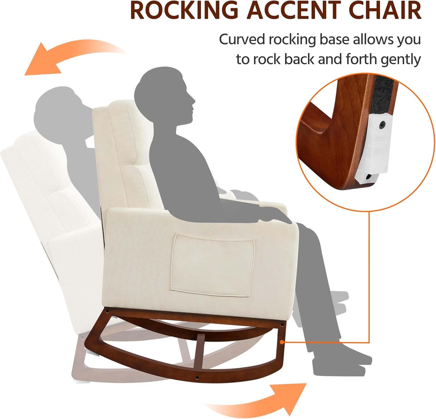 Rocking Adirondack Chair with Side Pocket for Relaxation 
