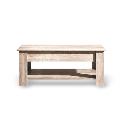 adjustable lift-top coffee table with hidden storage, matching end table set