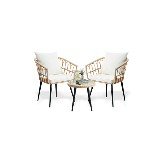 all-weather wicker patio bistro set for two, weather-resistant PE rattan