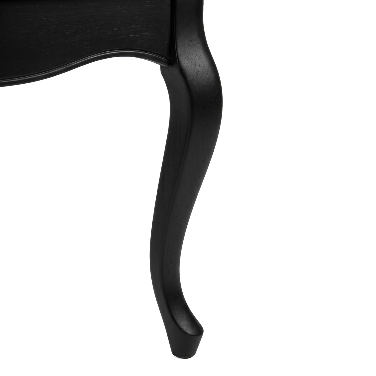 Curved cabriole leg ending in a small foot (close-up detail)