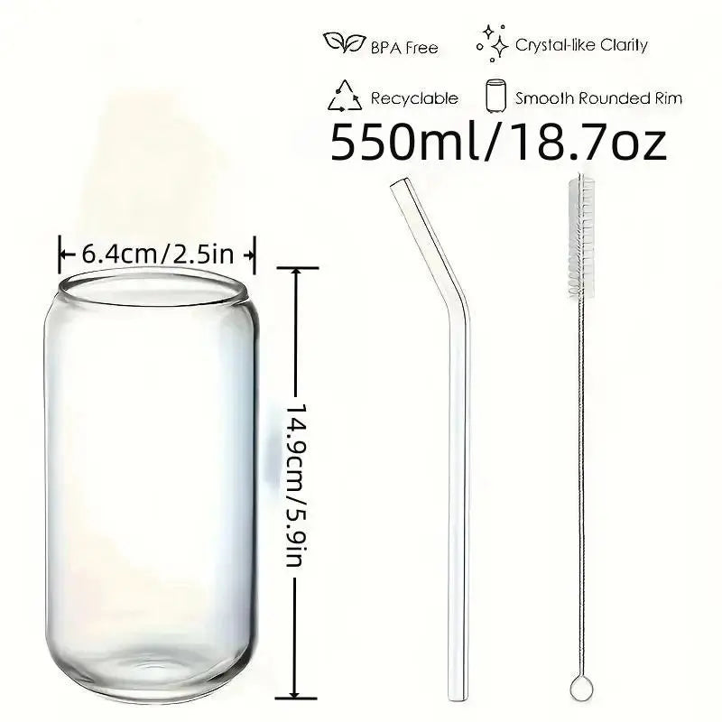 Heat-Resistant Glass Water Bottle with Straw