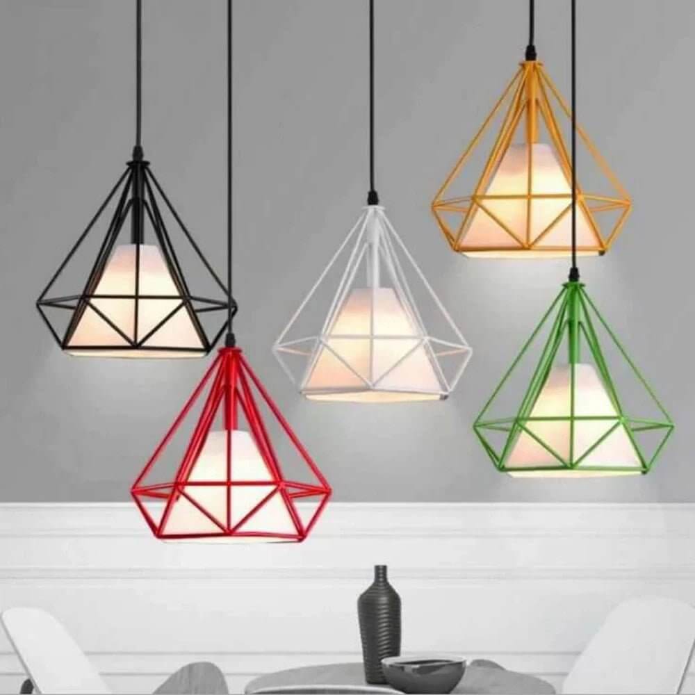 Retro Diamond Iron Cage Pendant Lamp