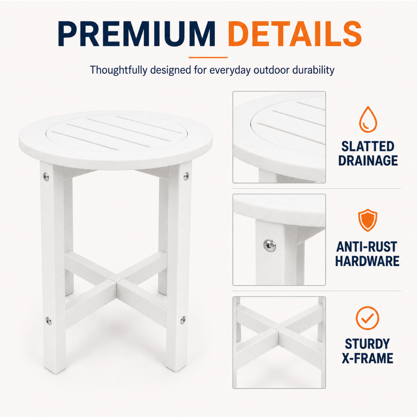 Verde Luxe HDPE All Weather Round Outdoor Side Table