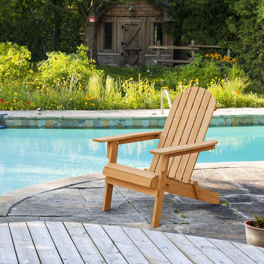 Folding Adirondack Chair Set | Natural Wood