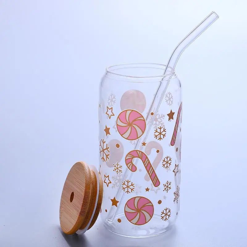 Heat-Resistant Glass Water Bottle with Straw