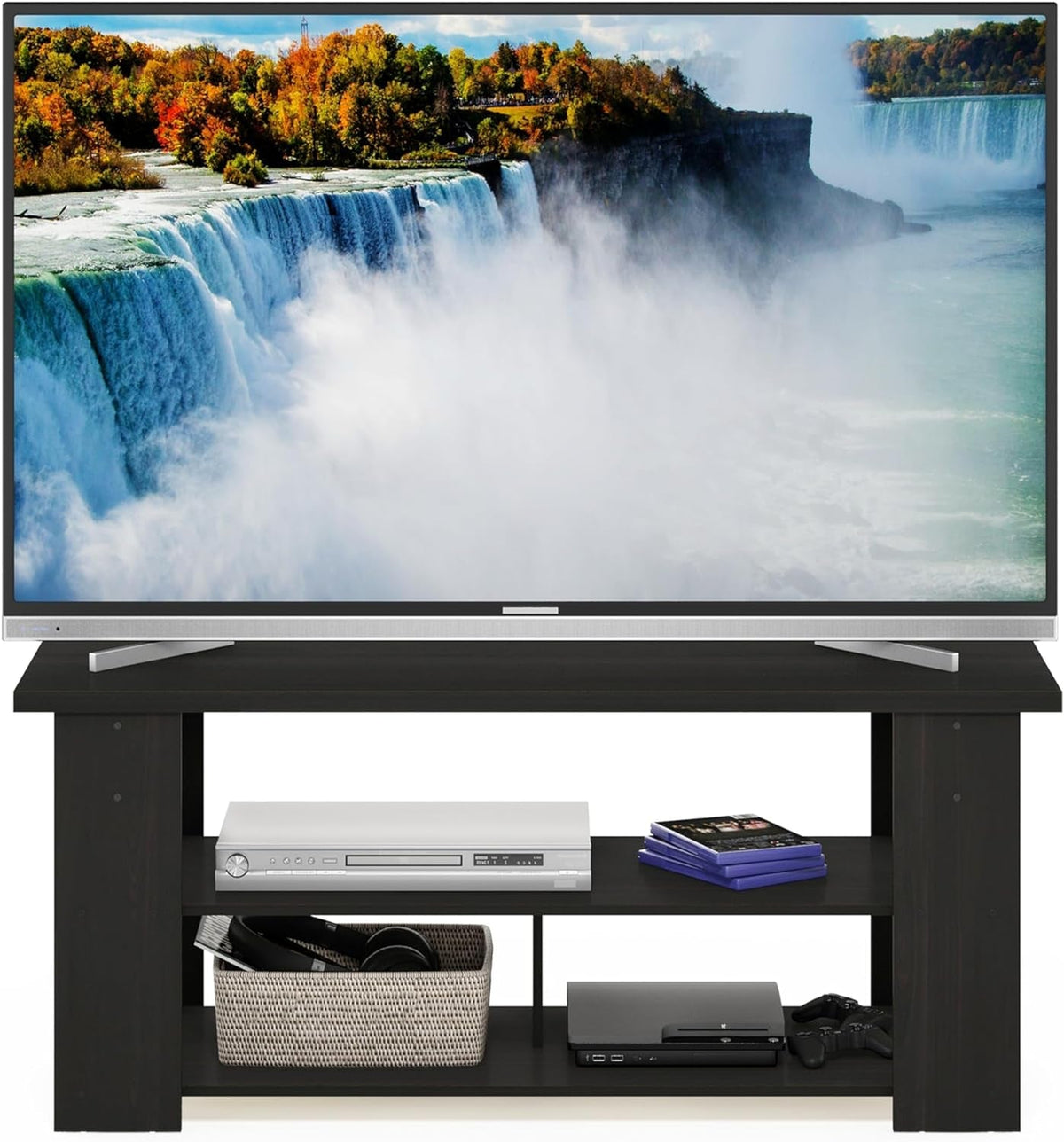 Espresso TV Stand for 50 Inch TVs With Open Shelves