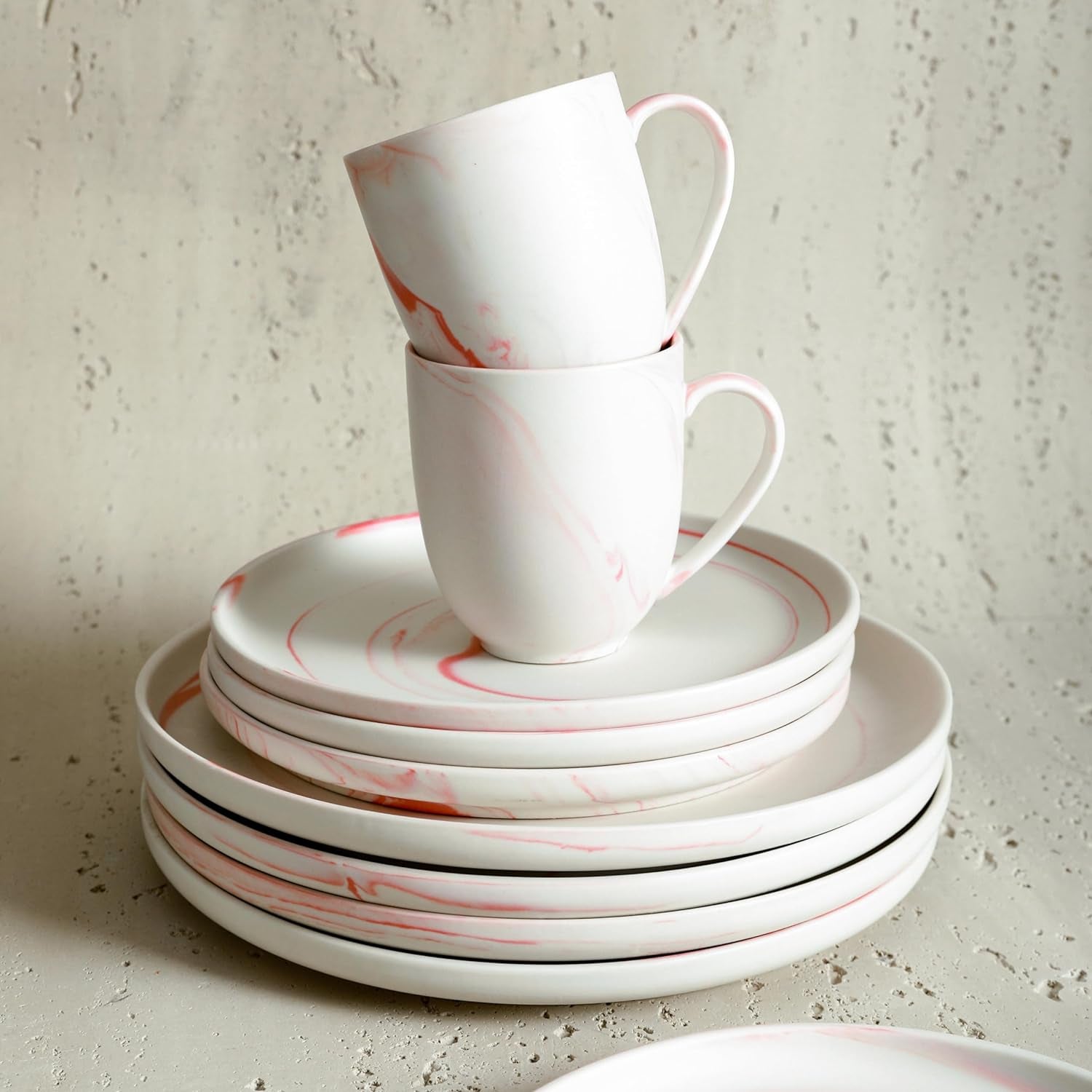 Elegant Pink Porcelain Dinnerware Set