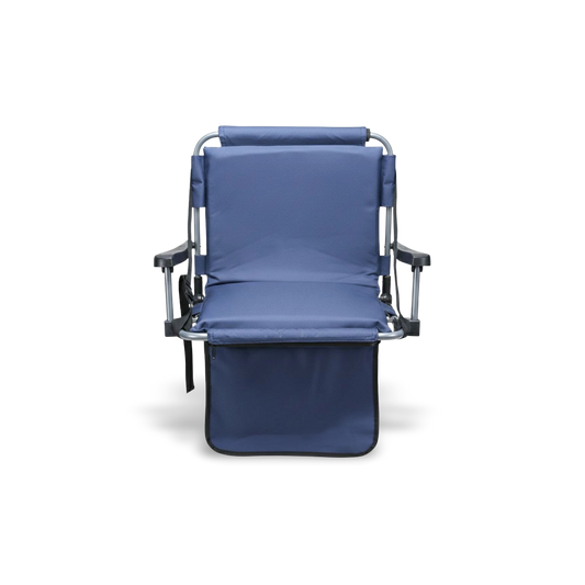 Blue Barton Outdoors stadium chair with back support; featuring heavy-duty 600D polyester fabric and a thick cushioned seat for bleacher comfort.
