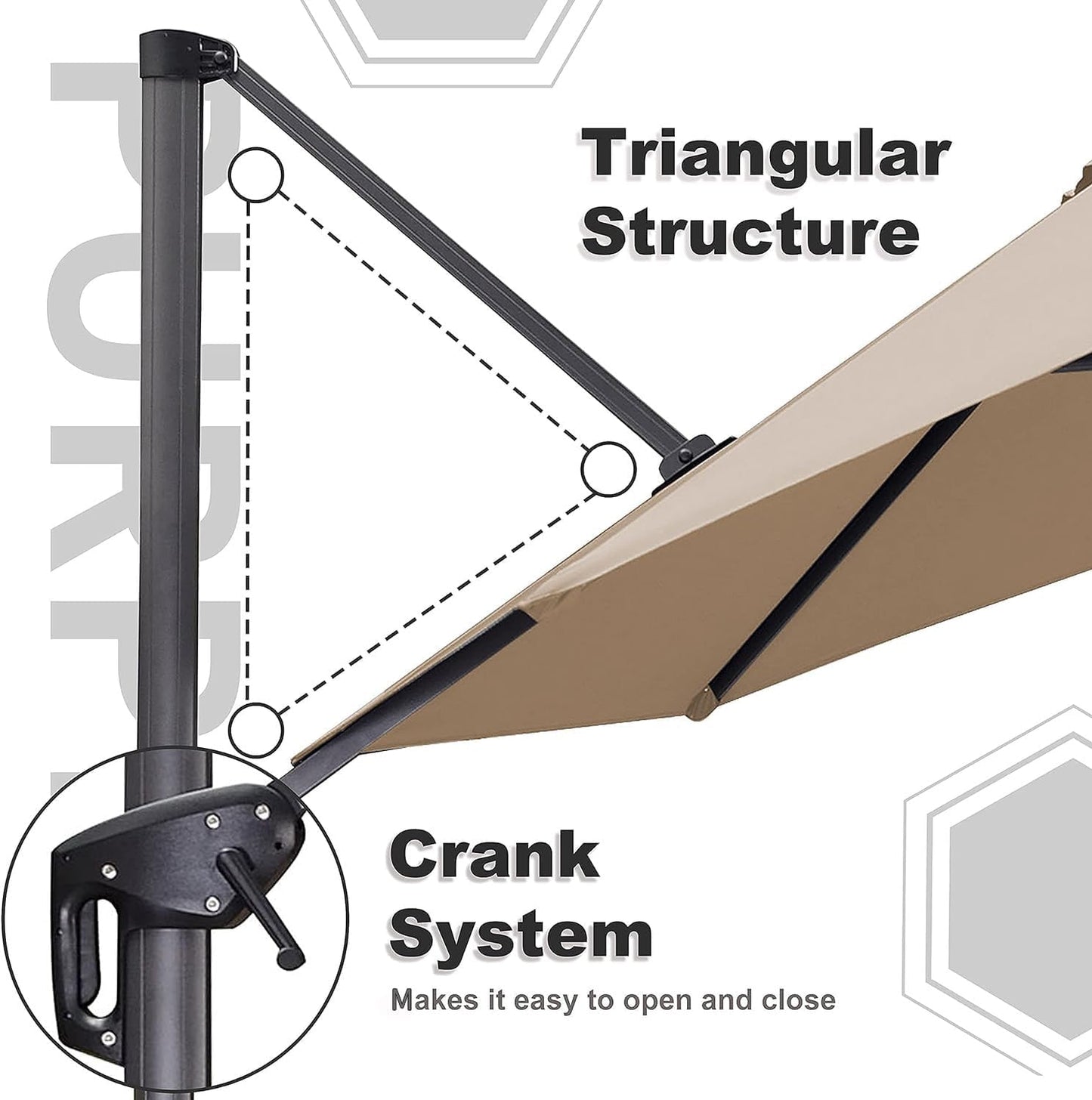 Aluminum Cantilever Umbrella with 360° Rotation