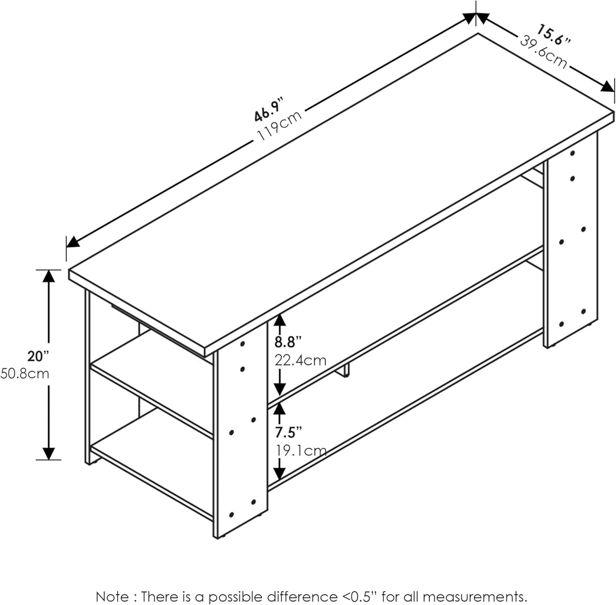 Espresso TV Stand for 50 Inch TVs With Open Shelves