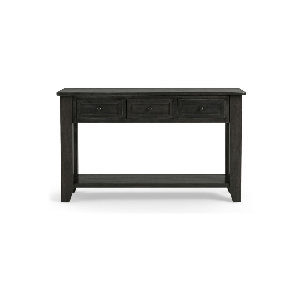black console table with drawers