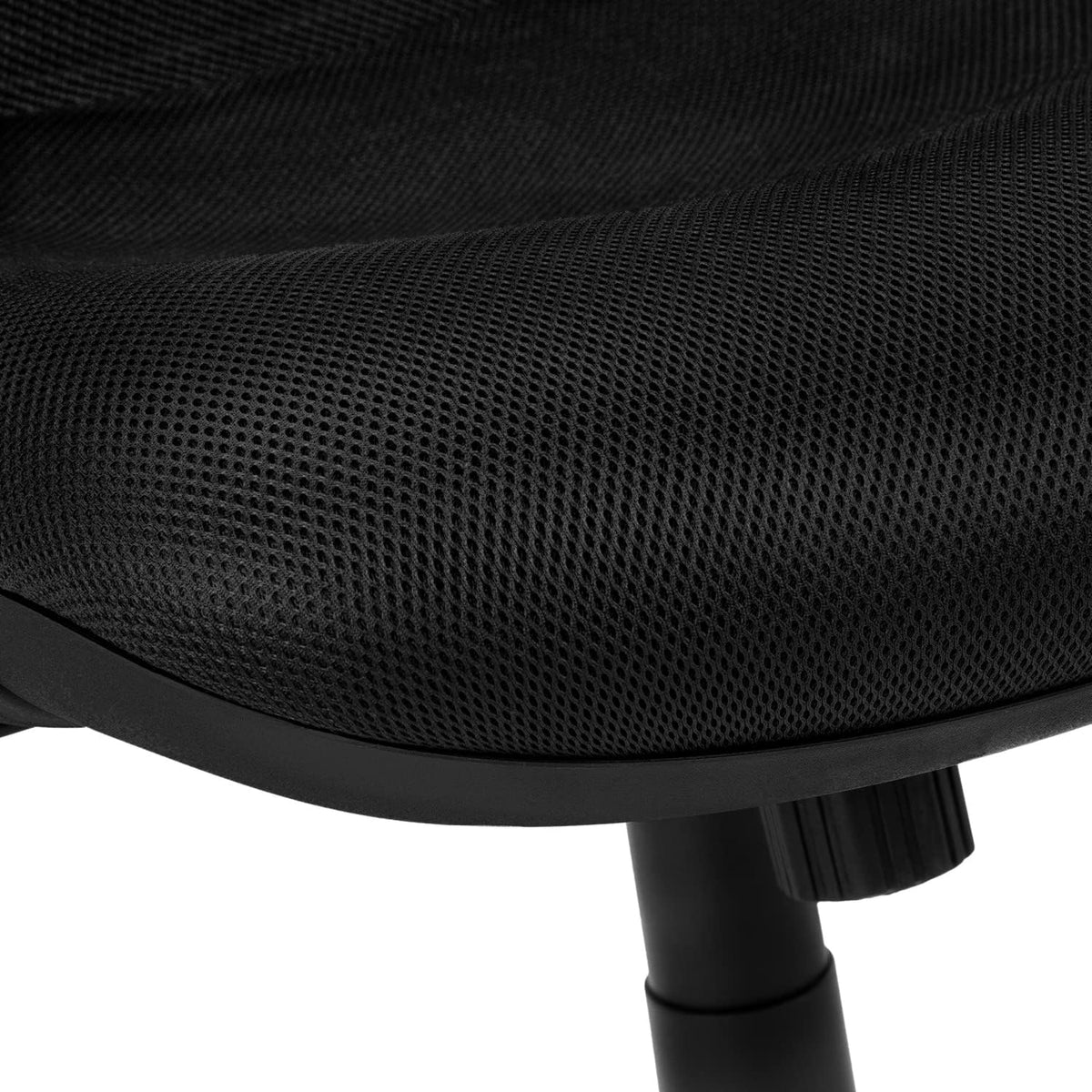Premium black foam seat on a metal-frame office chair with adjustable height.