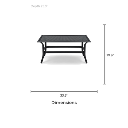 Black metal outdoor coffee table dimensions