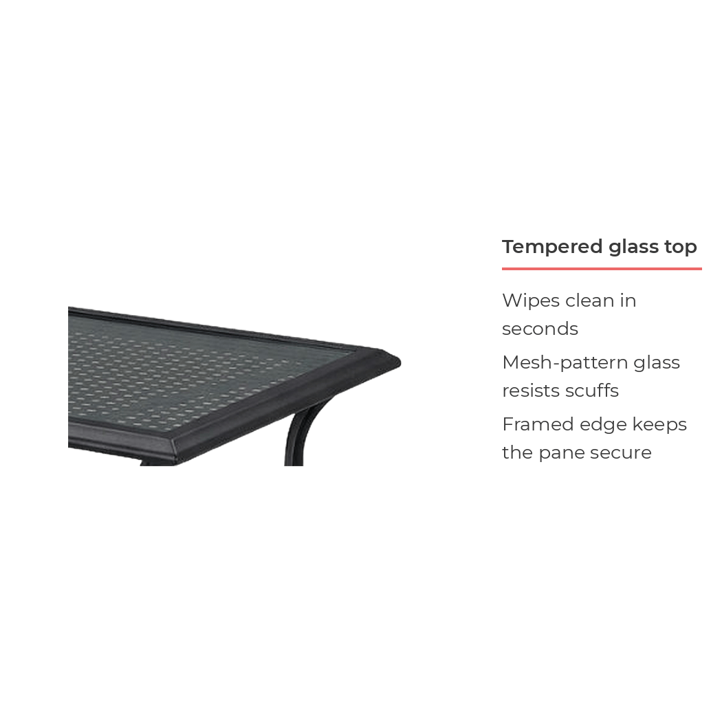 Tempered glass top feature callout