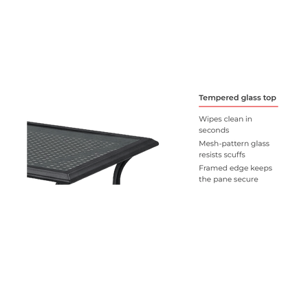 Tempered glass top feature callout