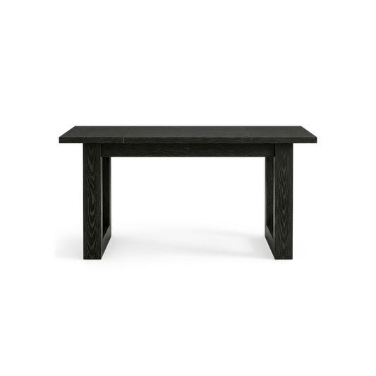 Black wood office desk, front view