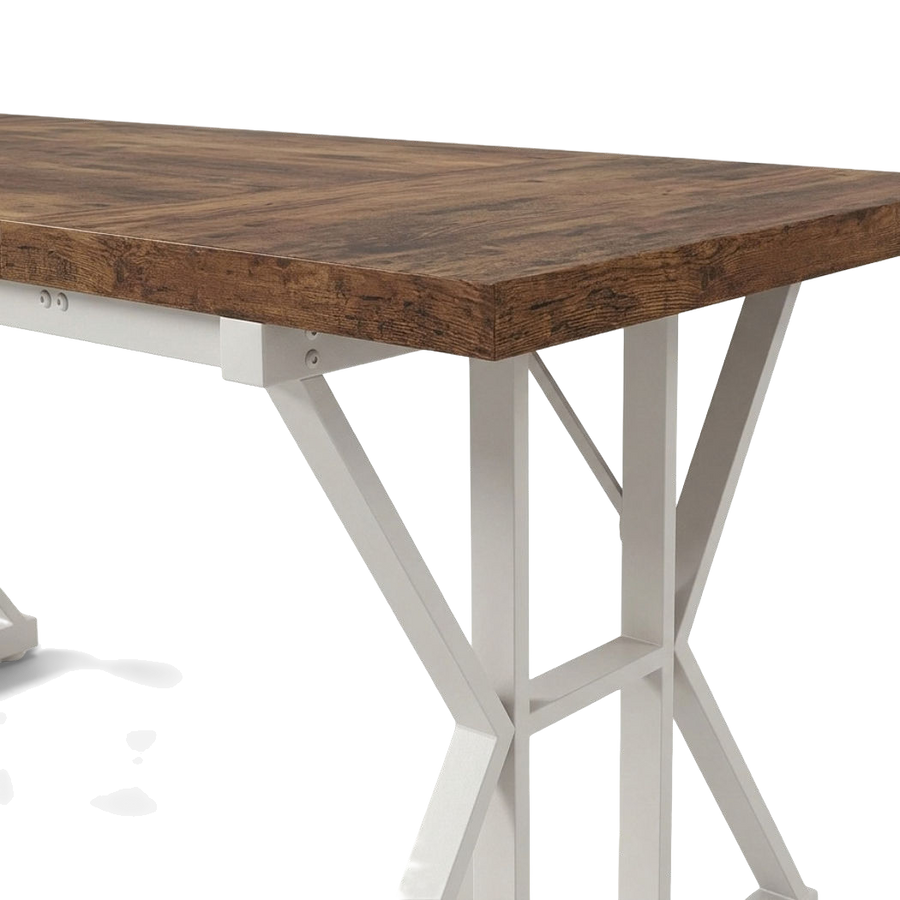 Brown and White Desk, 70.8-Inch Executive, White Trestle