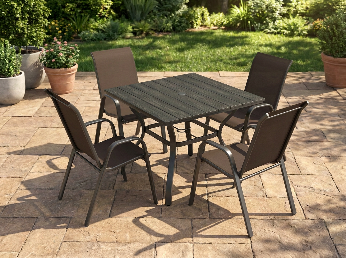 5-piece patio dining set, brown, environmental