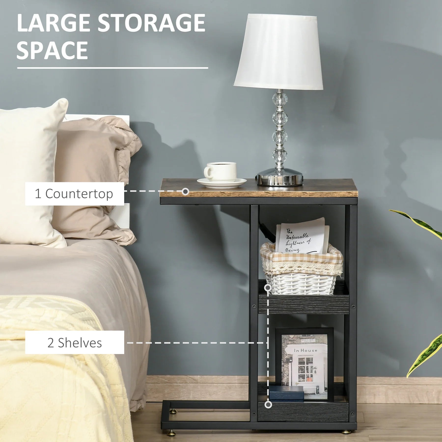 C Shaped End Table Metal Legs