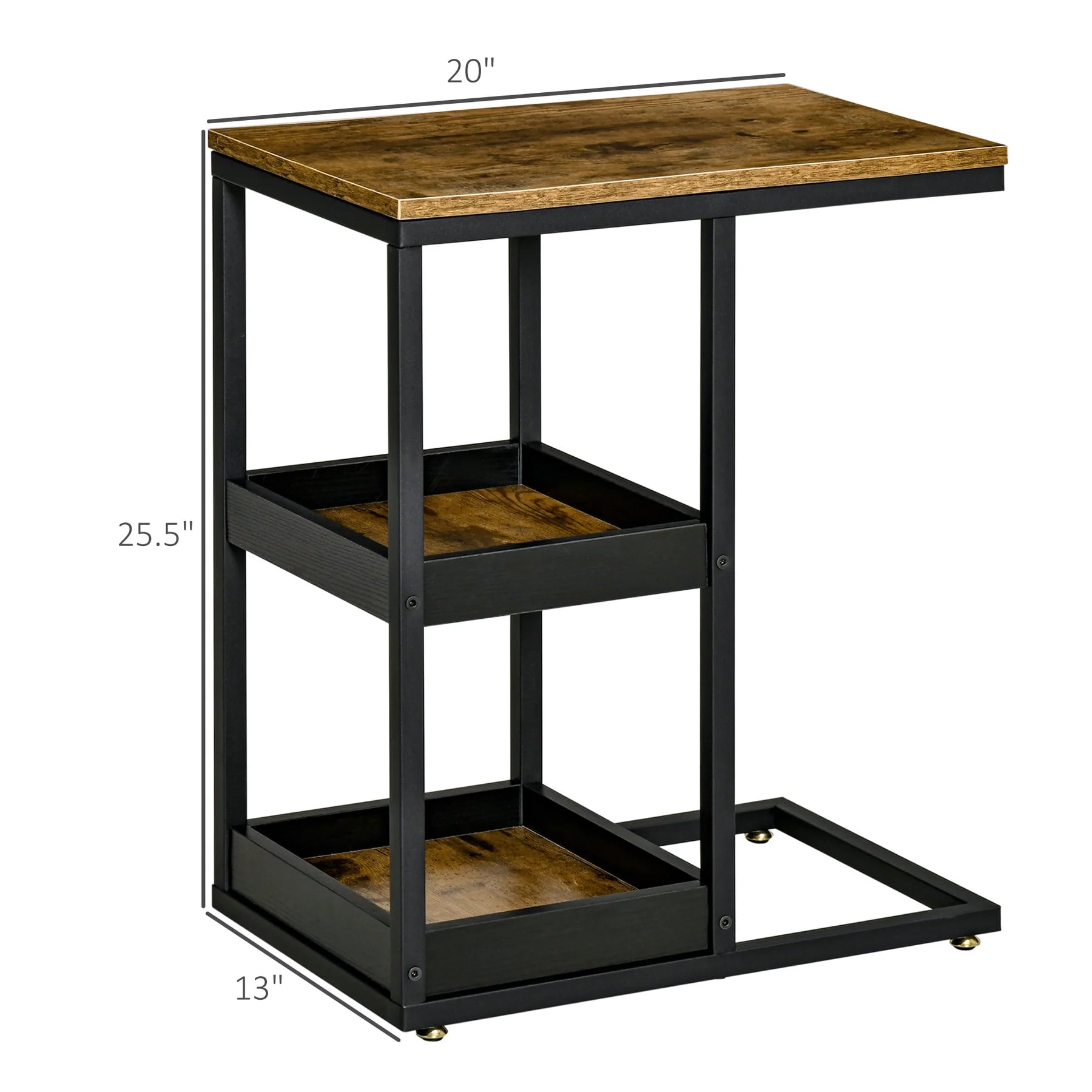 C Shaped End Table Metal Legs size