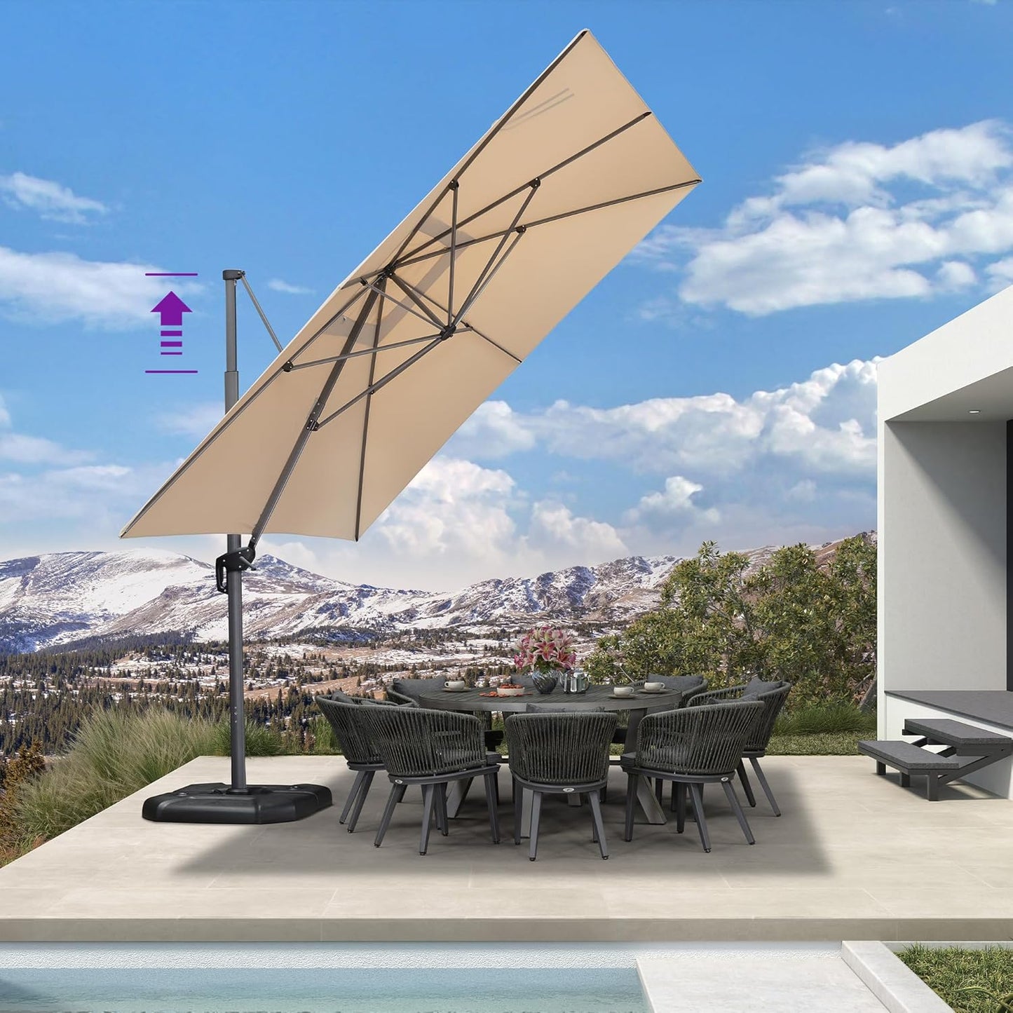 Aluminum Cantilever Umbrella with 360° Rotation