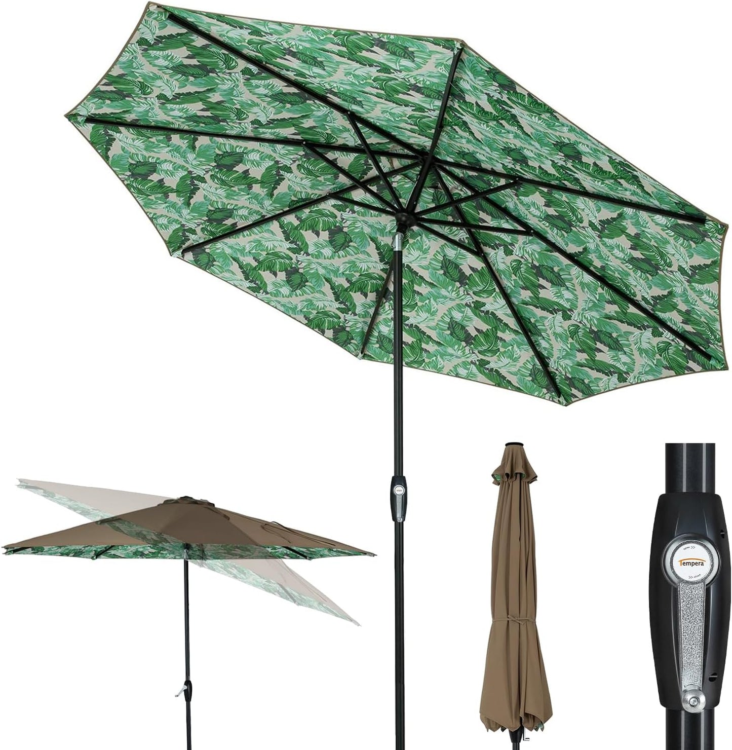 Auto-Tilt Patio Umbrella with Crank and Fade-Resistant Canopy