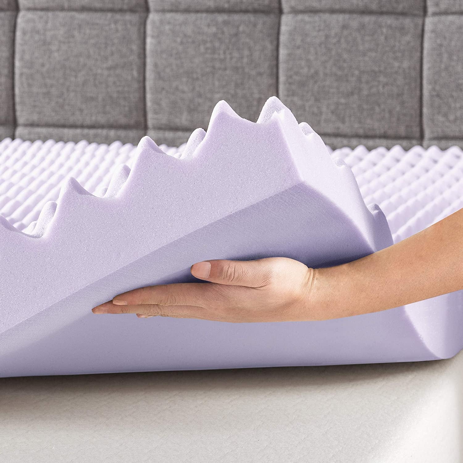 Lavender-Infused Egg Crate Memory Foam Mattress Topper (Full)