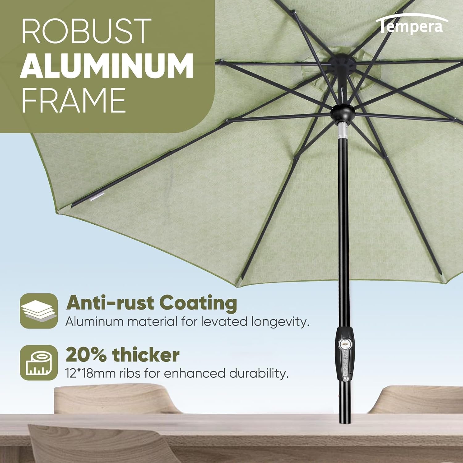 Auto-Tilt Patio Umbrella with Crank and Fade-Resistant Canopy