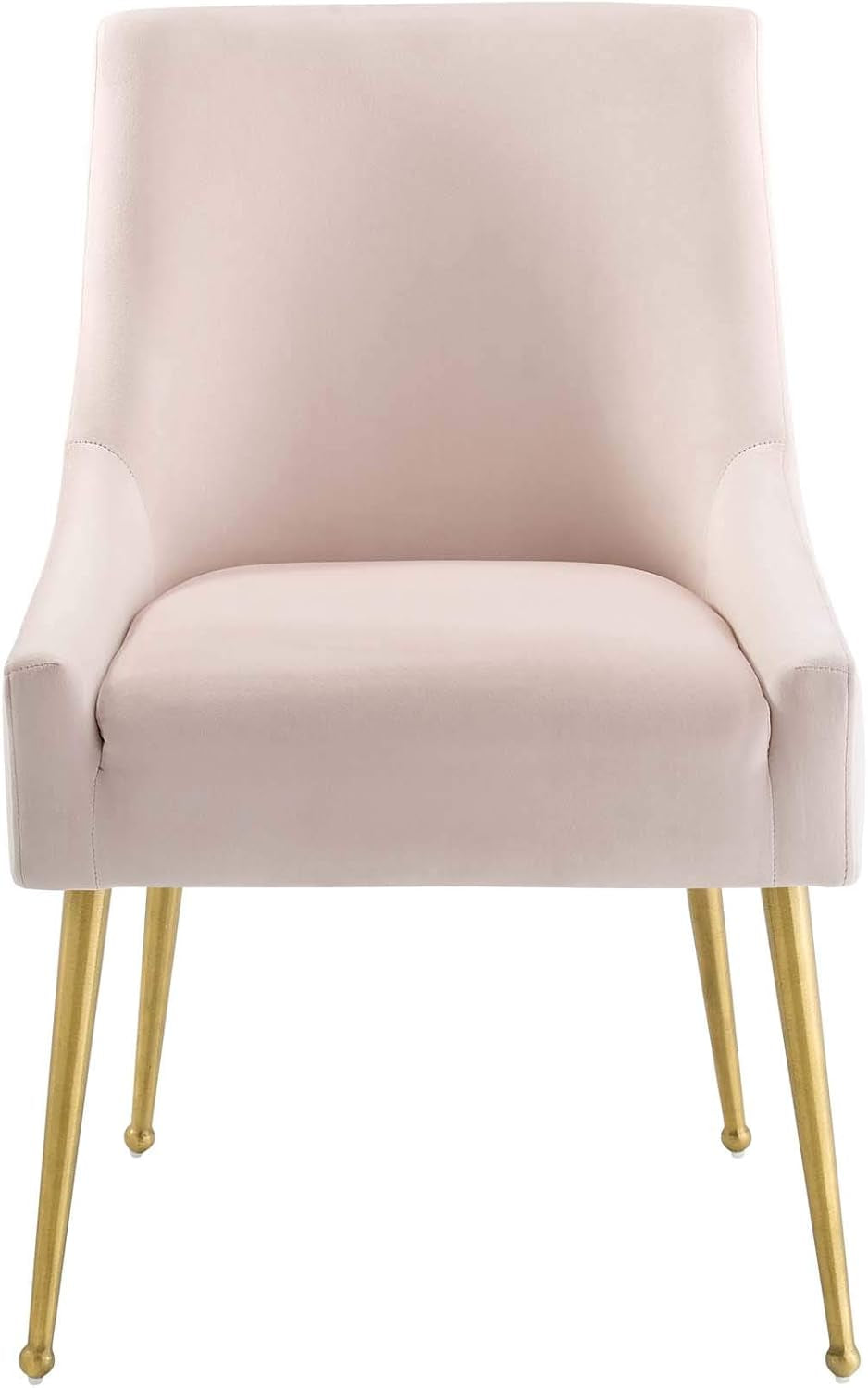 Pink Velvet Dining Chair With Gold Accents, Upholstered
