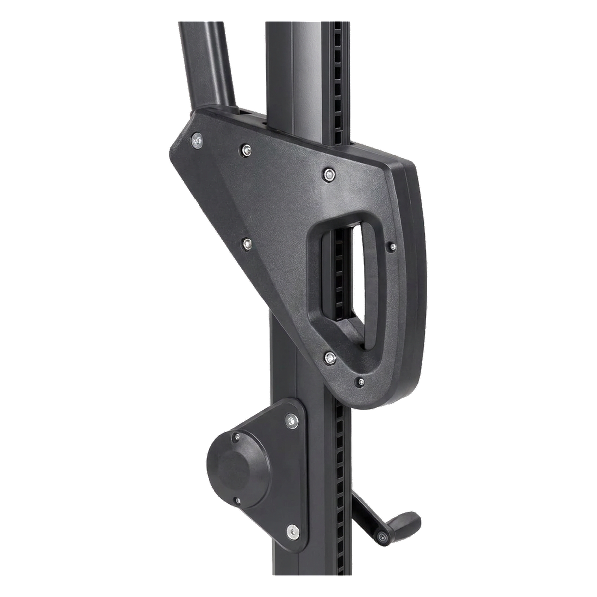 Close-up of the easy-lock tilt handle and crank on the umbrella pole (close-up detail)