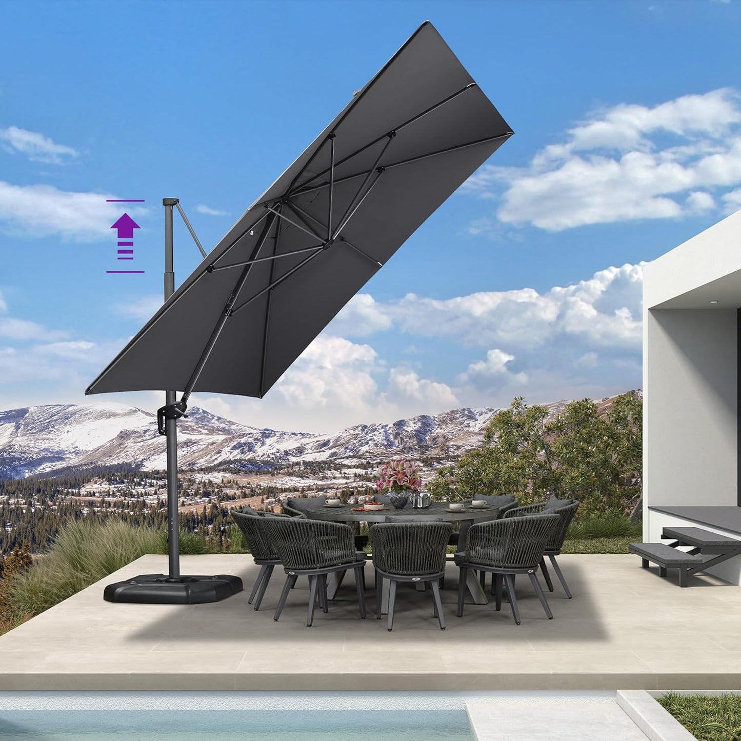 Aluminum Cantilever Umbrella with 360° Rotation