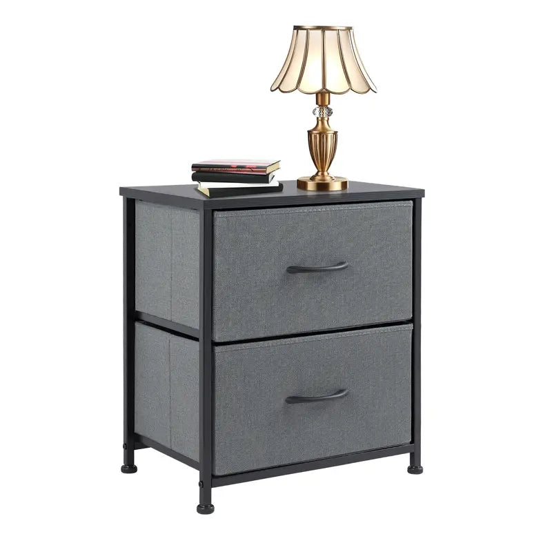 Modern Nightstand with 2 Fabric Drawers