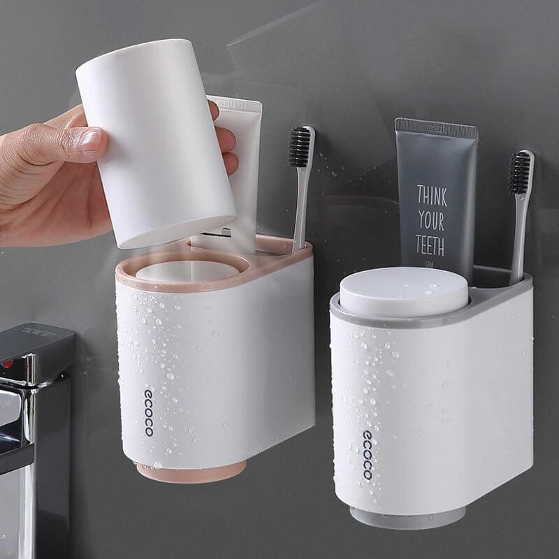 Wall - Mounted Toothbrush Holder with Shaver Case