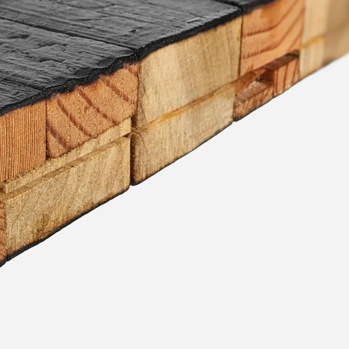 Charred Wood Wall Art, 48 Inch Linear Strip Sculpture