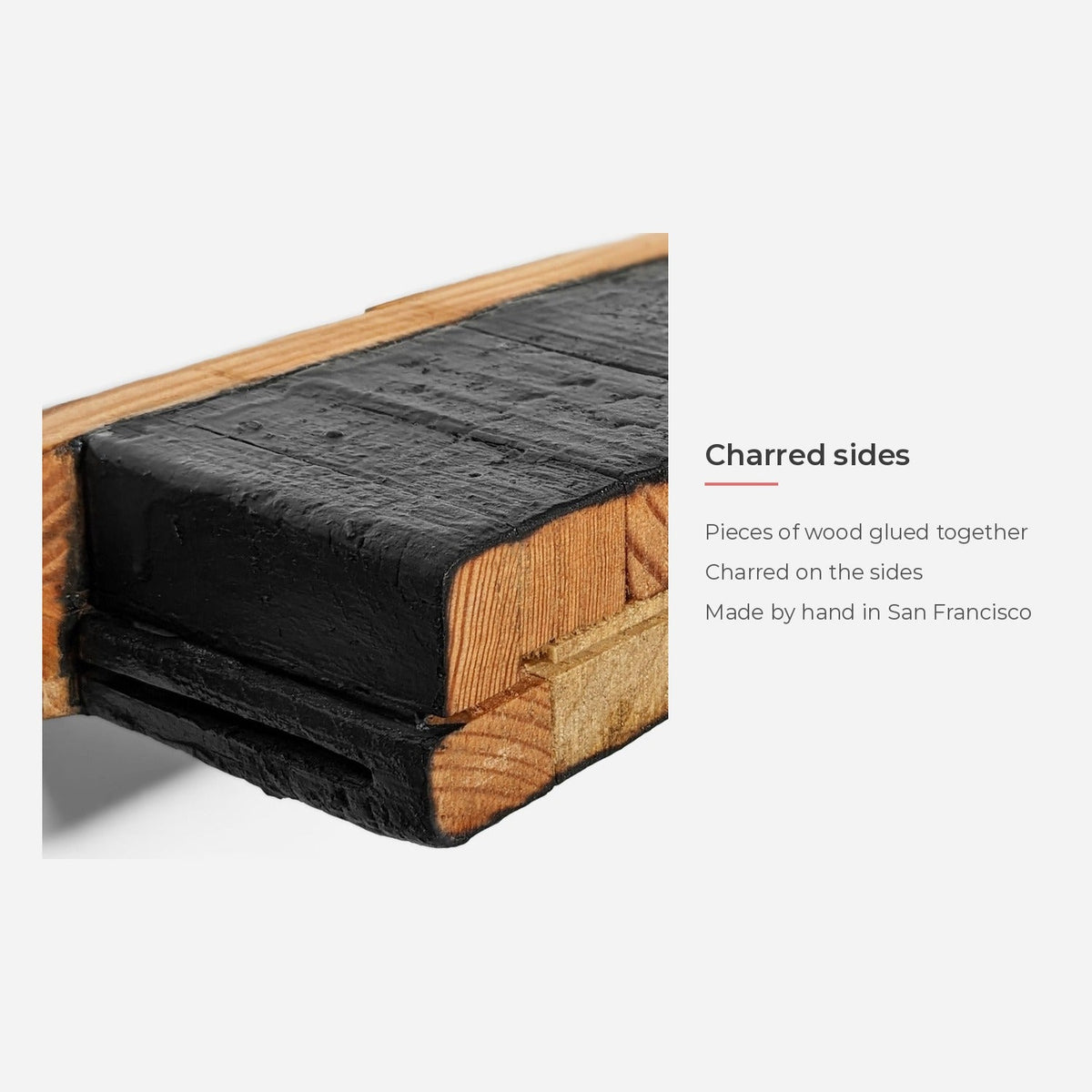 Charred wood wall art 48 inch (feature callout)