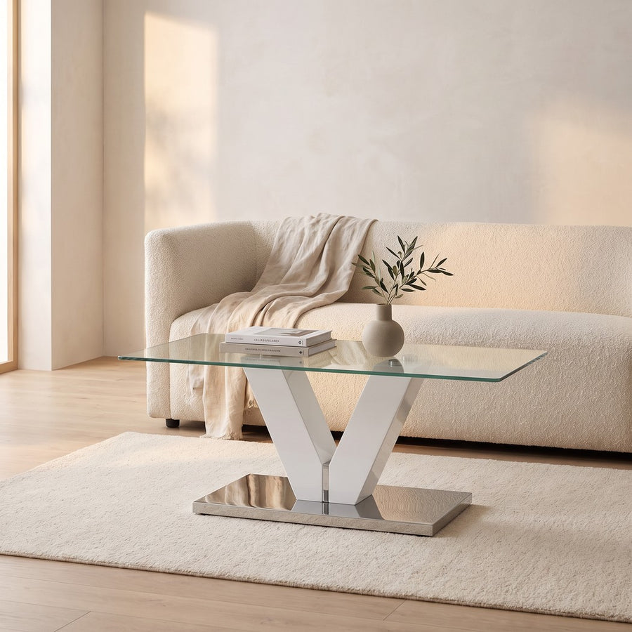 Large Glass Cocktail Table & Glass Round Cocktail Table