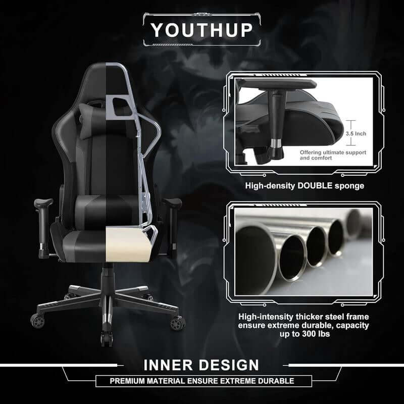 CLEESINK Racing Office Chair Gaming Chair with Speakers Video RGB Light