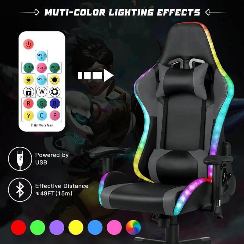 CLEESINK Racing Office Chair Gaming Chair with Speakers Video RGB Light