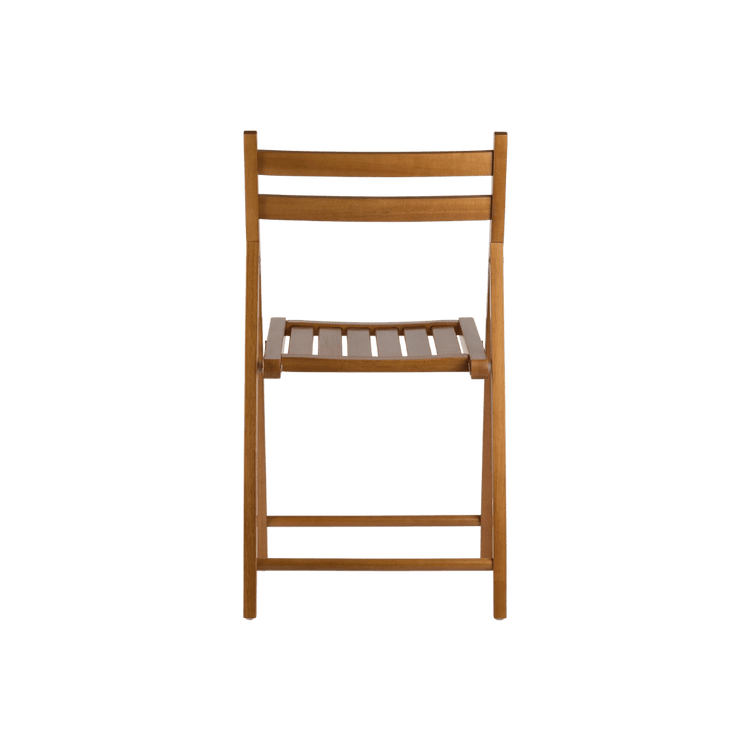Compact foldable chair made from genuine solid teak; space-saving portable seating that folds flat for easy storage in small apartments or narrow decks.