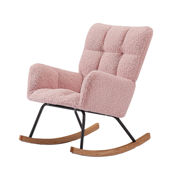 Rocking Chair With Soft Boucle Upholstery Comfort