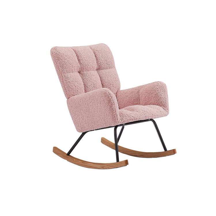 Contemporary Rocking Chair With Soft Boucle Upholstery Comfort