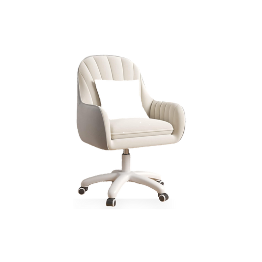 Cream velvet mid-back office chair on a #f3f3f3 studio background