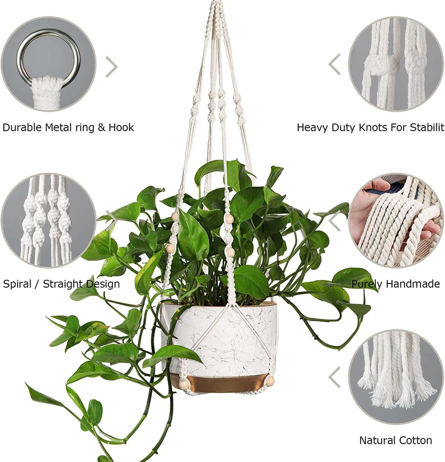 3 - Piece Macrame Plant Hangers with Hooks
