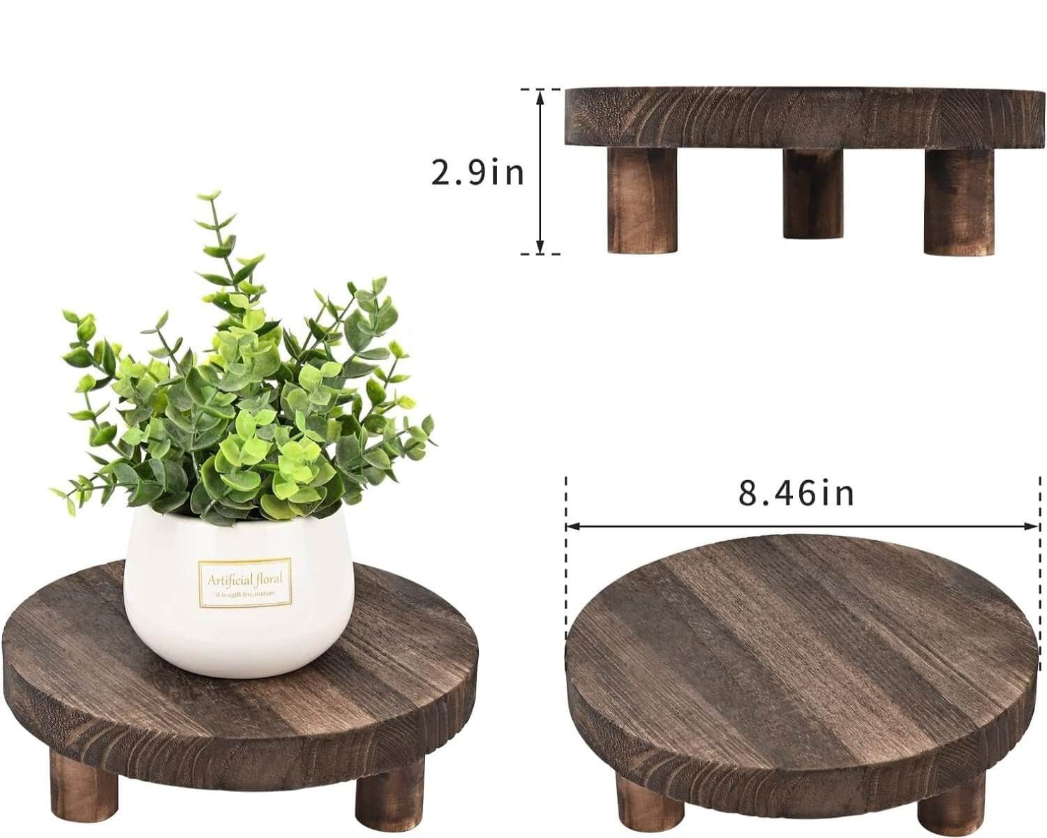 2 - Piece 8.46 Inch Round Wooden Plant Stands