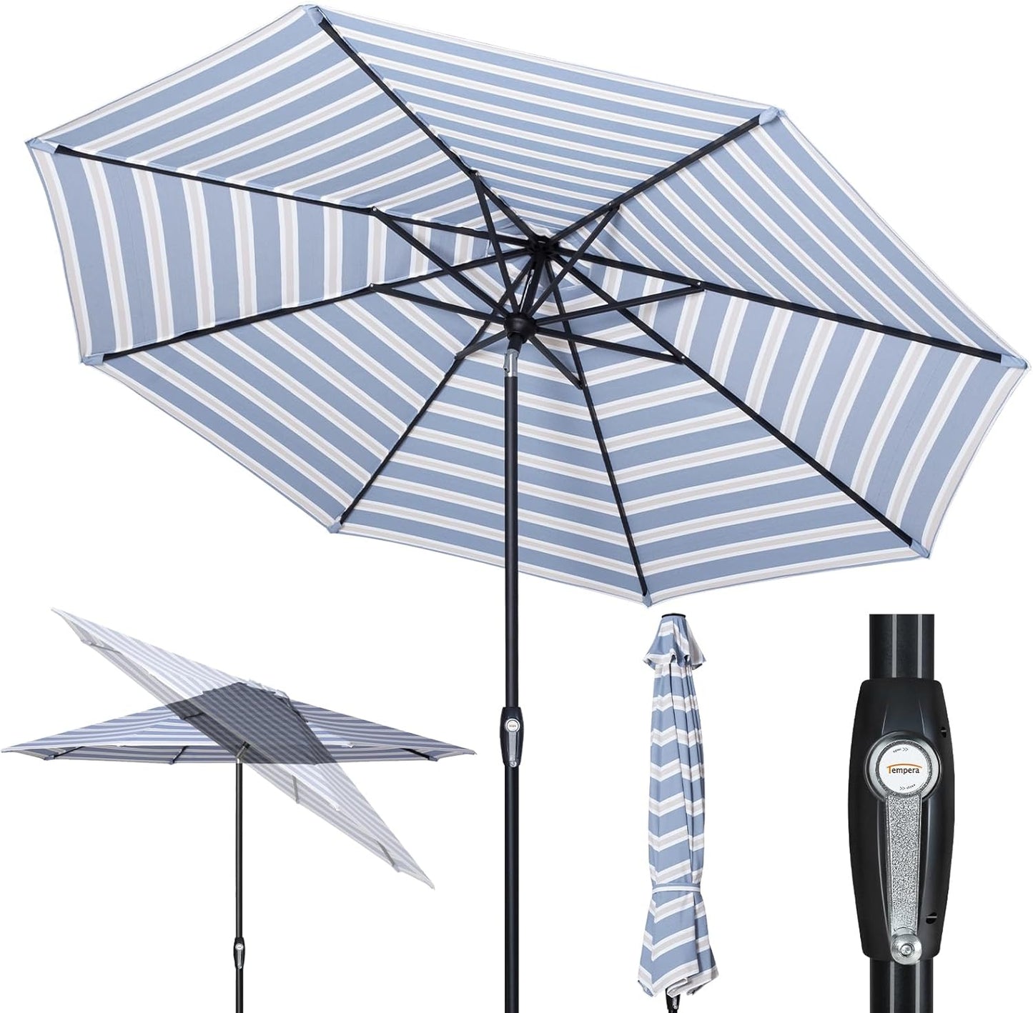 Auto-Tilt Patio Umbrella with Crank and Fade-Resistant Canopy