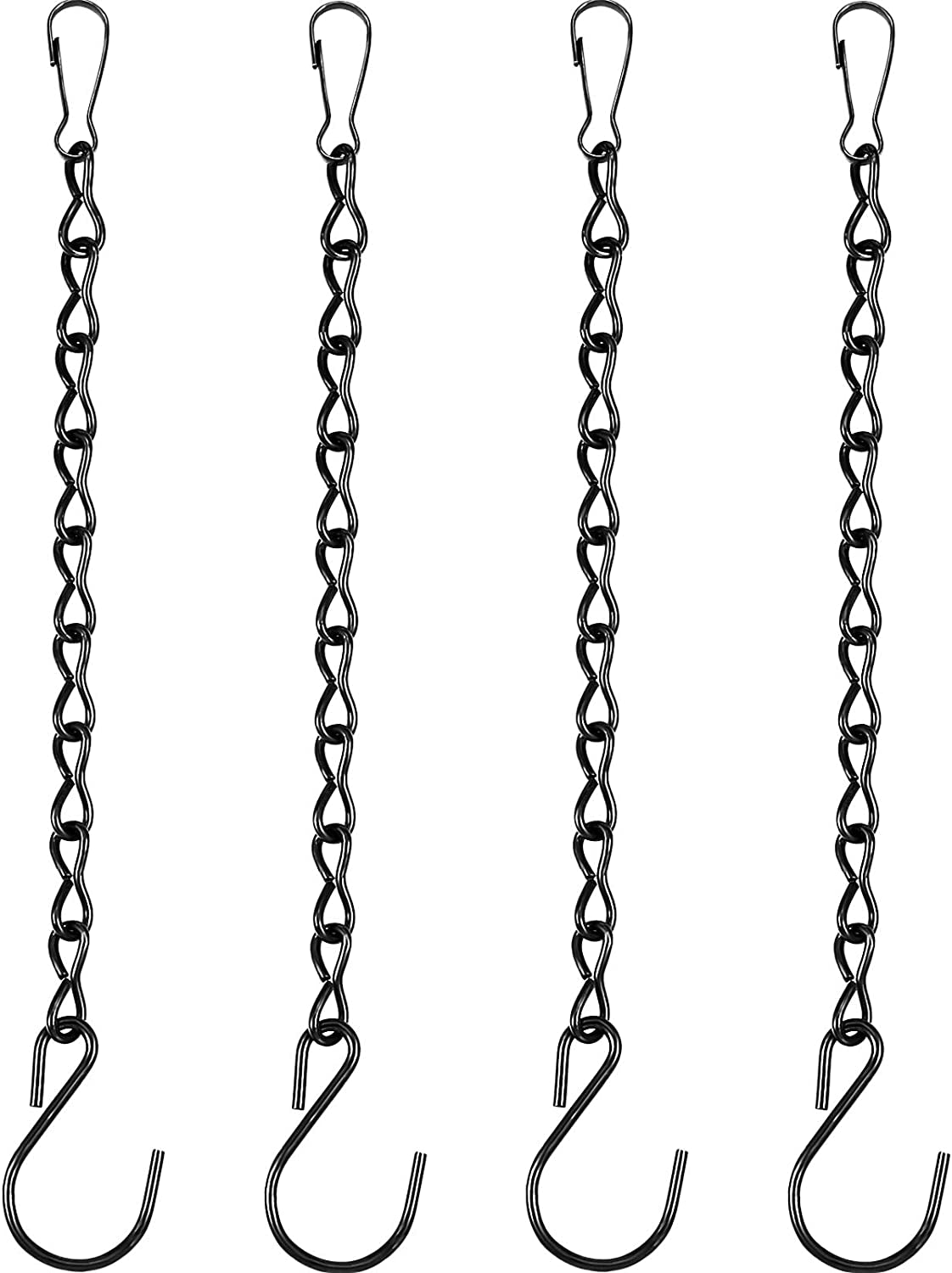 Hanging Chain for Hanging Bird Feeders, Wind Chimes, Decorative Ornaments, Birdbaths, Planters and Lanterns Outdoor Indoor, 4 Pieces(Black, 9.5 Inch)