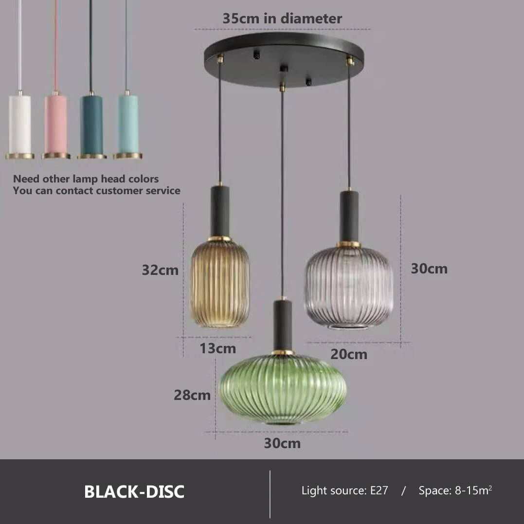 Vintage - Inspired Colorful Glass Pendant Lamp