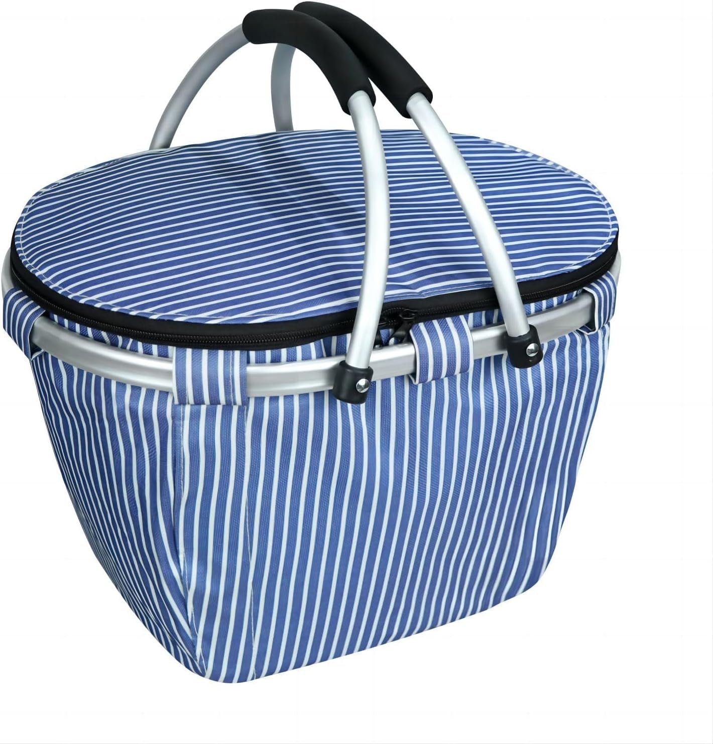 35L Large Picnic Basket Shopping Travel Camping Grocery Bags 2 Layers of Internal Pockets Leak-Proof and Insulated Folding, Internal Support Does Not Collapse