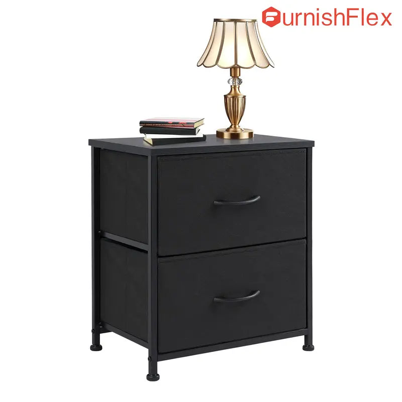 Modern Nightstand with 2 Fabric Drawers